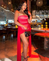 Norma Kamali Red Strapless Sheer Mini Dress